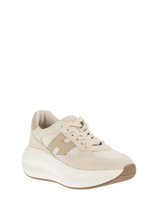 Hogan White Multicolour Calfskin Cotton Sneakers