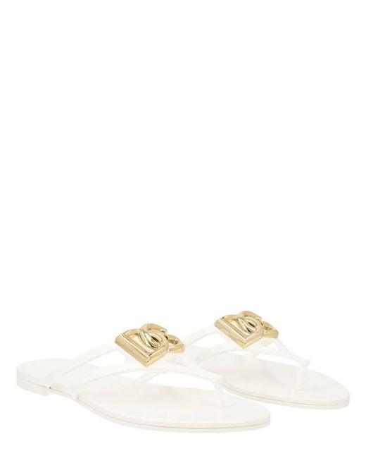Dolce & Gabbana White Dolce & Gabbana Slide With Logo