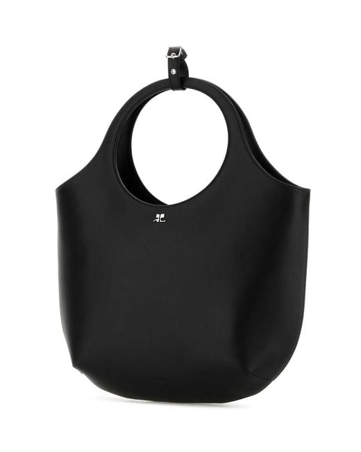 Courreges Black Courregès Leather Medium Holy Handbag