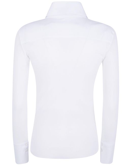 D.exterior White Tulle Popeline Polo Shirt