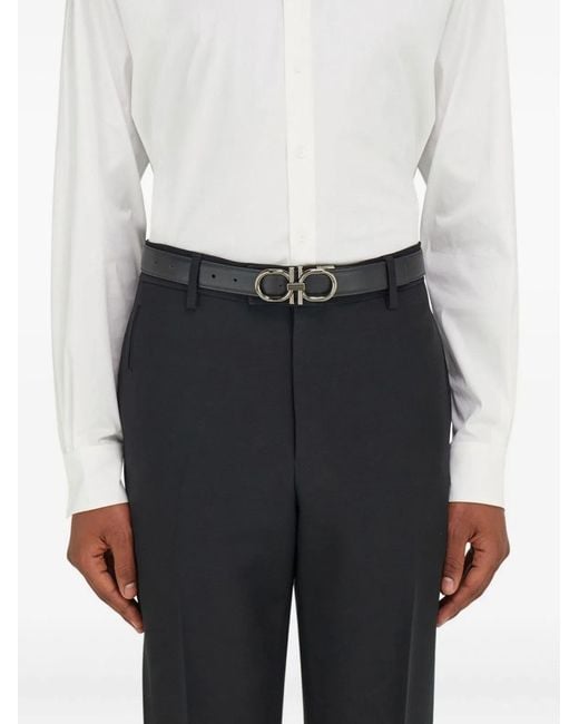 Ferragamo White Dark Leather Belt for men