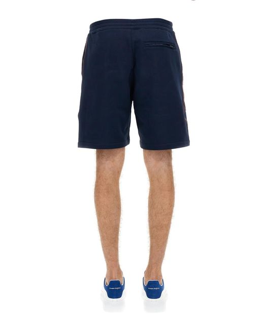 McQueen Blue Bermuda Shorts With Selvedge Logo Band for men