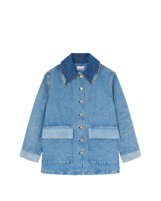 Ganni Blue Patchwork Denim Jacket