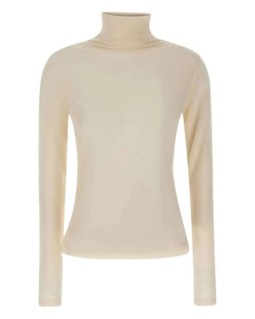 Boss White High-Neck Sweater With Long Sleeves