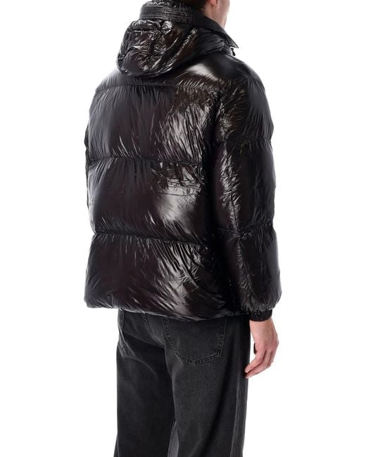 DIESEL Black Down Padded Jacket With Removable Hood for men