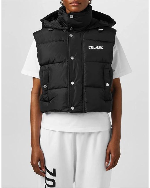 DSquared² Black Logo Printed Down Vest Jacket