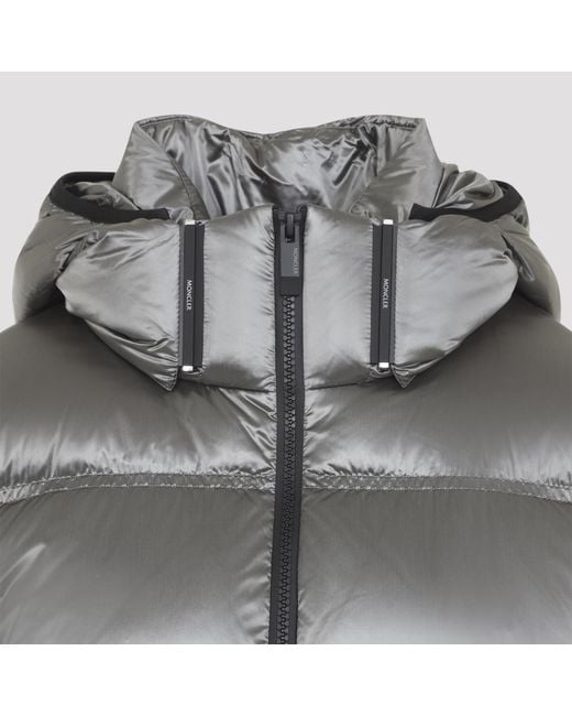 Moncler Gray Hooded Insulated Puffer Jacket