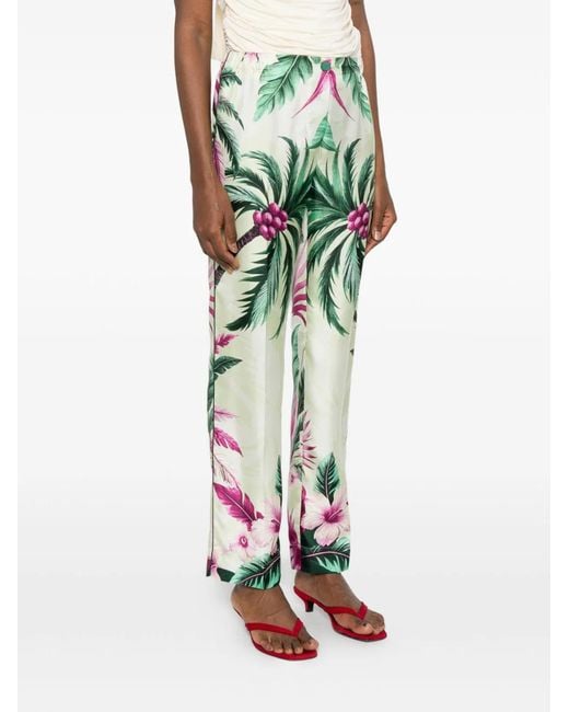 F.R.S For Restless Sleepers White Printed Silk Trousers