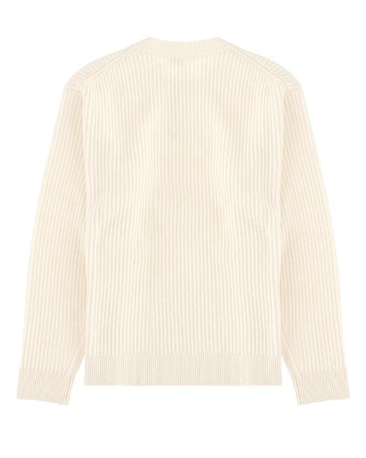 Maison Kitsuné White Ribbed Knit With Fox Patch for men