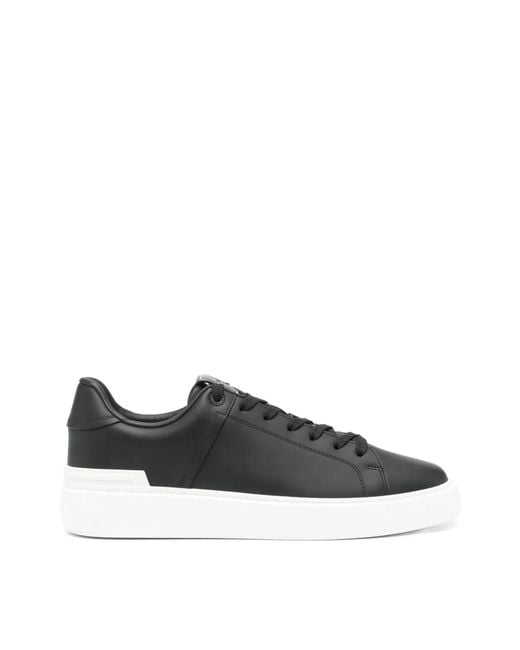 Balmain Black B Court Logo Low Top Sneakers