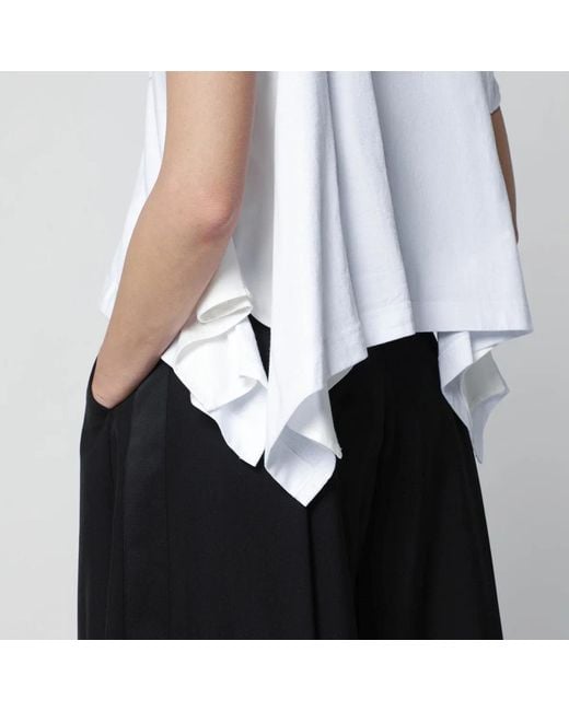 Sacai White Cropped Cotton T-Shirt