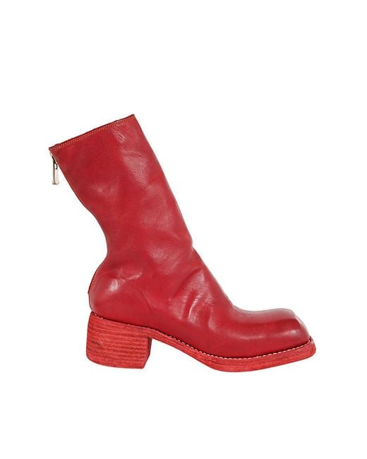 Guidi Red Back Zip Mid Boots