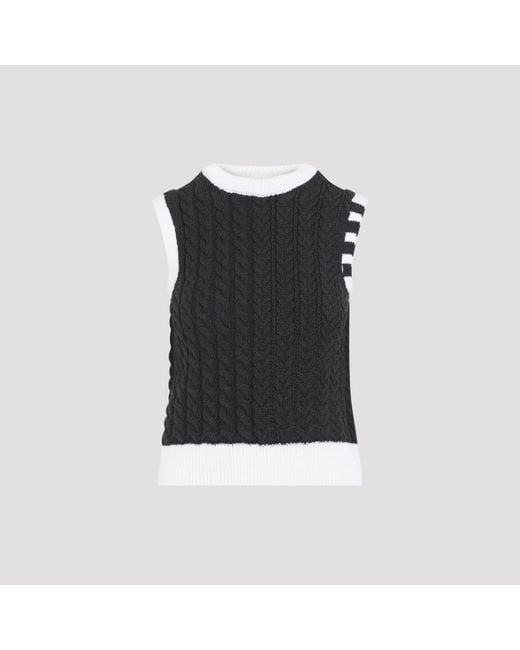 Thom Browne Black Dark Aran Cable Shell Top