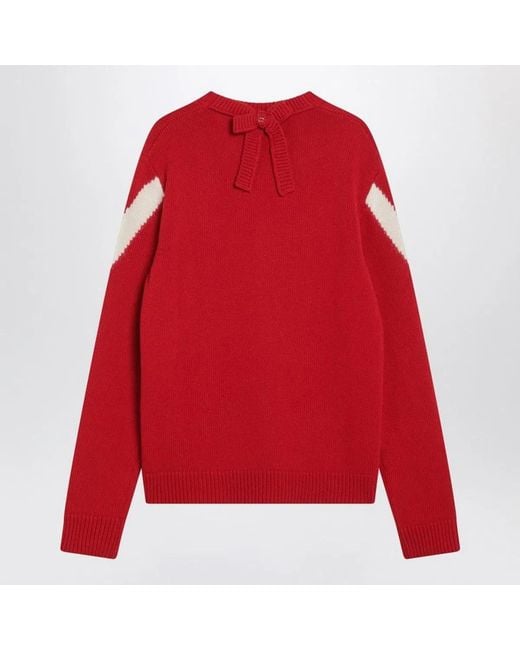 Valentino Red Sweater With Vlogo On Bow for men