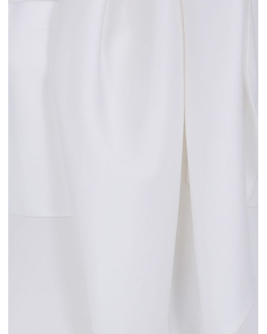 Courreges White Courregès Satin Scarf Collar Jersey Shirt
