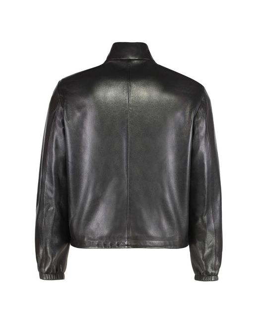 Versace Black Leather Jacket for men
