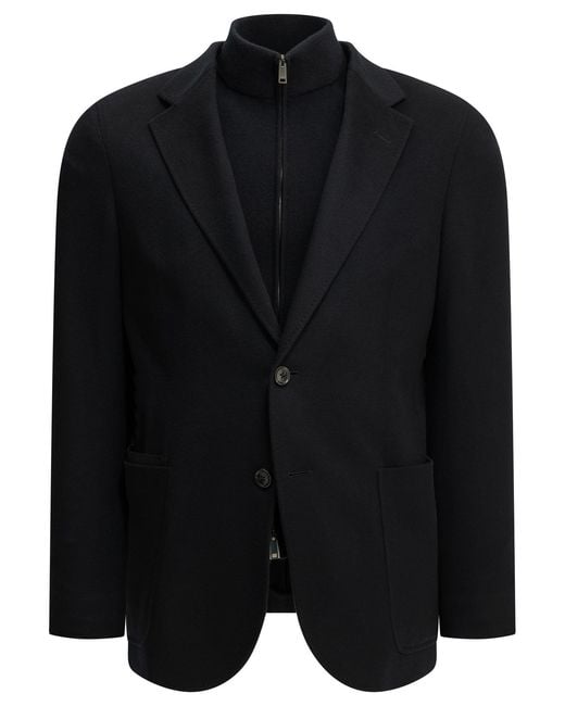 Zegna Black Cashmere Cotton Cupro Polyamide Lycra Cashmere Blazer for men
