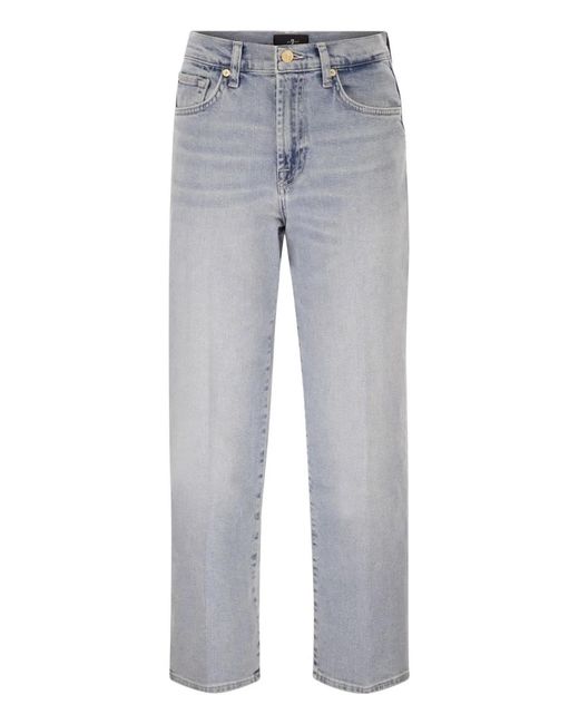 7 For All Mankind Gray Stovepipe Straight Ankle Jeans