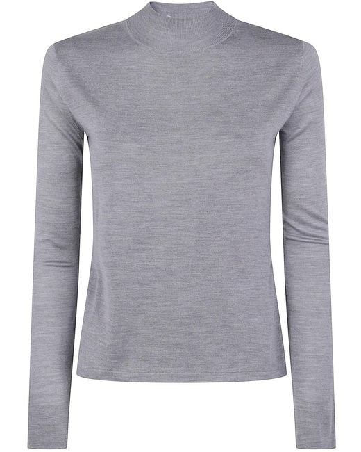 Max Mara Gray "Falesia" Silky Turtle Neck Sweater