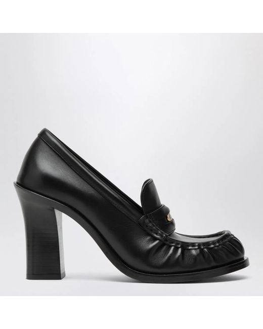 Burberry Black Cadet Leather Loafers With Heel