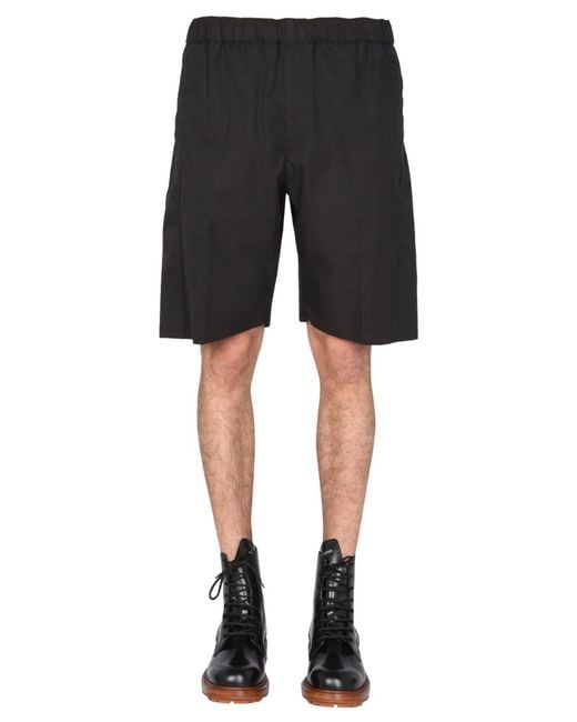 McQueen Black Gabardine Bermuda for men