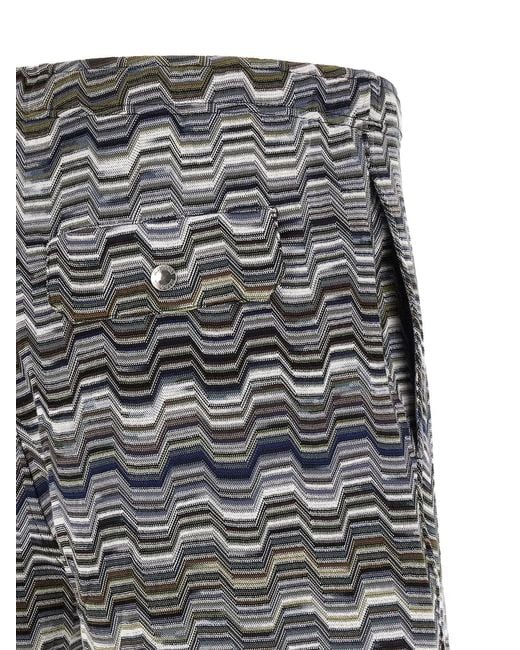 Missoni Gray Irregular Zigzag Bermuda Shorts for men