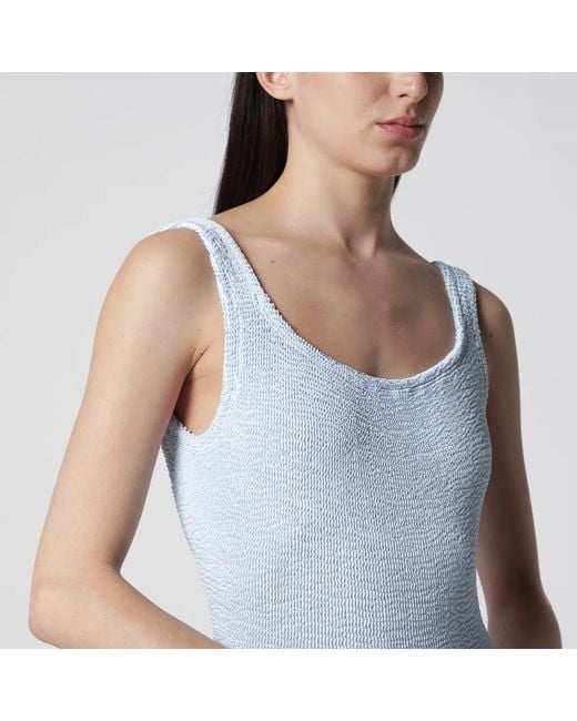 Hunza G Blue Square Ice-Colored One-Piece Swimsuit