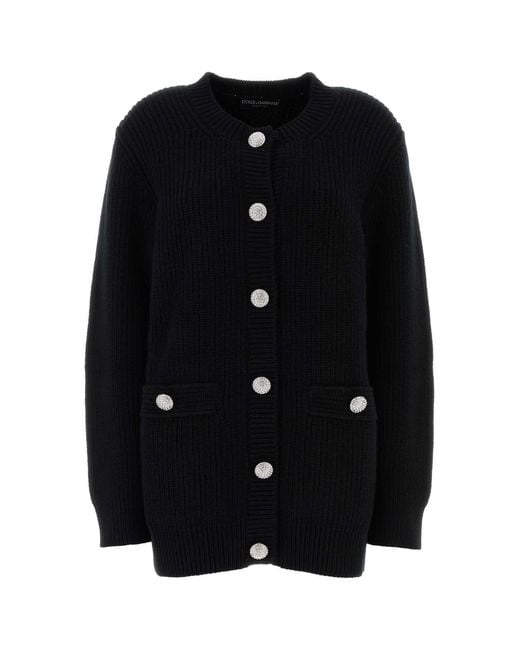 Dolce & Gabbana Black Wool Oversize Cardigan