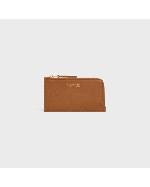 Céline Brown Logo Zipped Card Holder