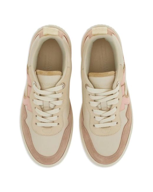 Ferragamo Pink Gancini Leather Sneakers