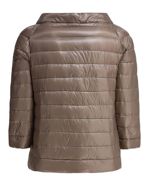 Herno Brown Reversible Short Down Jacket Made Of Ultra-Light Nylon