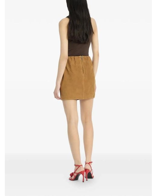 ROTATE BIRGER CHRISTENSEN Brown Suede Mini Skirt