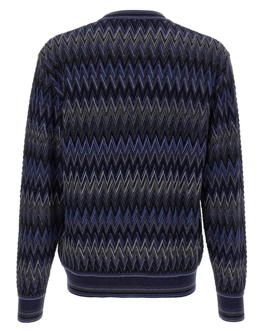Missoni Blue Zigzag Pattern Sweater for men