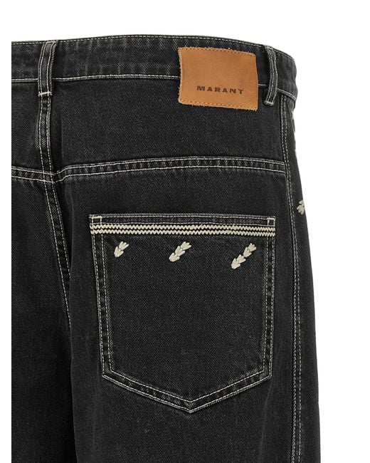 Isabel Marant Black 'Jorian' Jeans With Embroideries for men