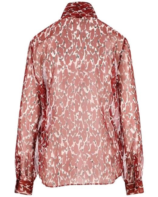 Saint Laurent Red Printed Silk Shirt