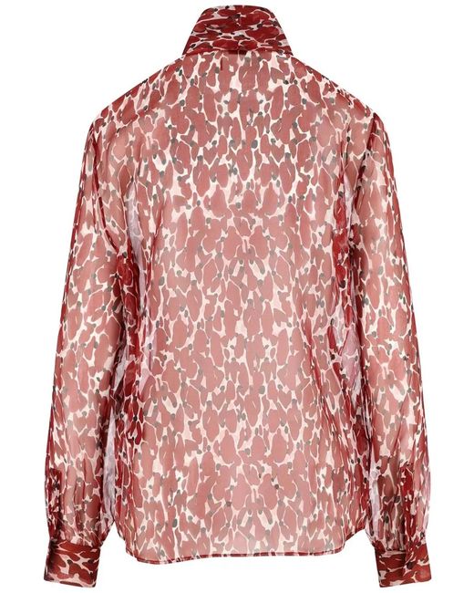 Saint Laurent Red Long Sleeve Top