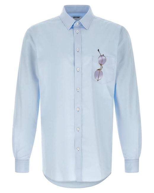 Moschino Blue Trompe-'Œil Print Shirt for men
