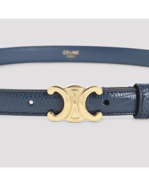 Céline Blue Triomphe Leather Belt