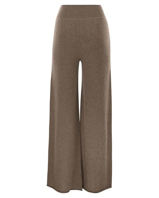 Vanisé Brown Cashmere Wide-Leg Trousers