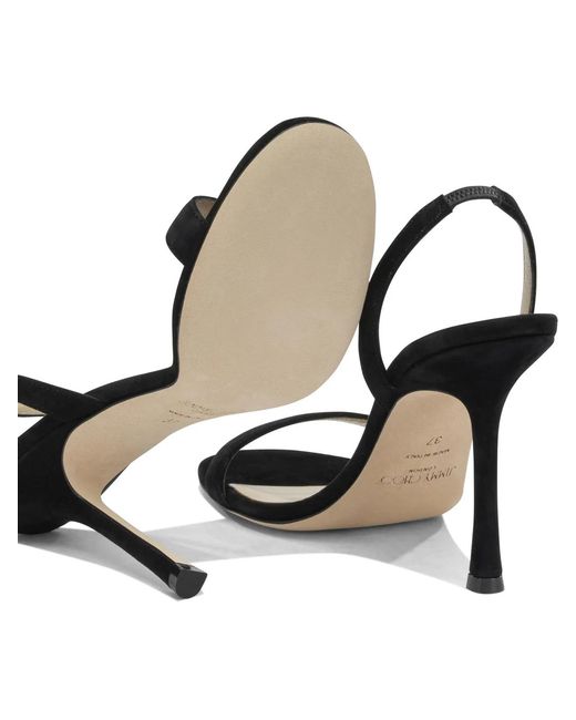 Jimmy Choo Black Jenn 100Mm Lamb Leather Calf Leather Heeled Sandals