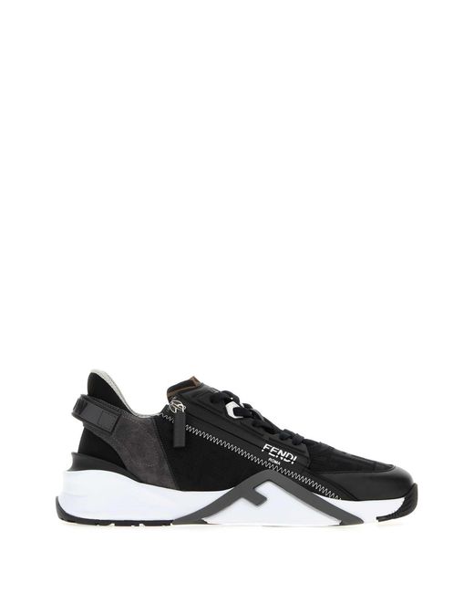 Fendi Black Jacquard Flow Sneakers for men