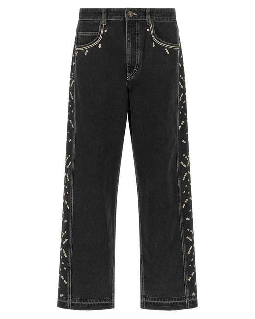 Isabel Marant Black 'Jorian' Jeans With Embroideries for men