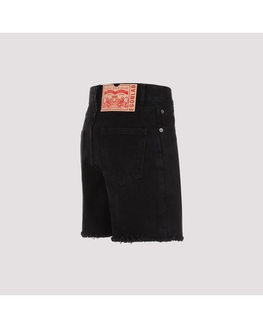 Egonlab Black Denim Shorts for men