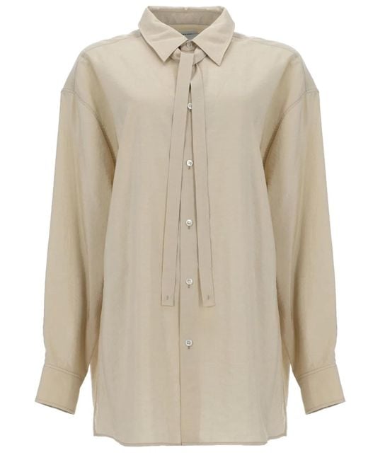 Lemaire Natural Camicia Lunga Con Cravatta