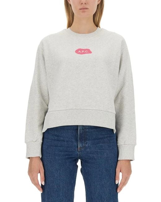 A.P.C. White Sweatshirt With Logo