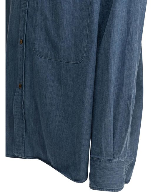 Beams Plus Blue Cotton Shirt for men