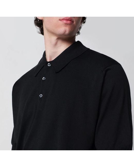 John Smedley Black Isis Cotton Polo Shirt for men