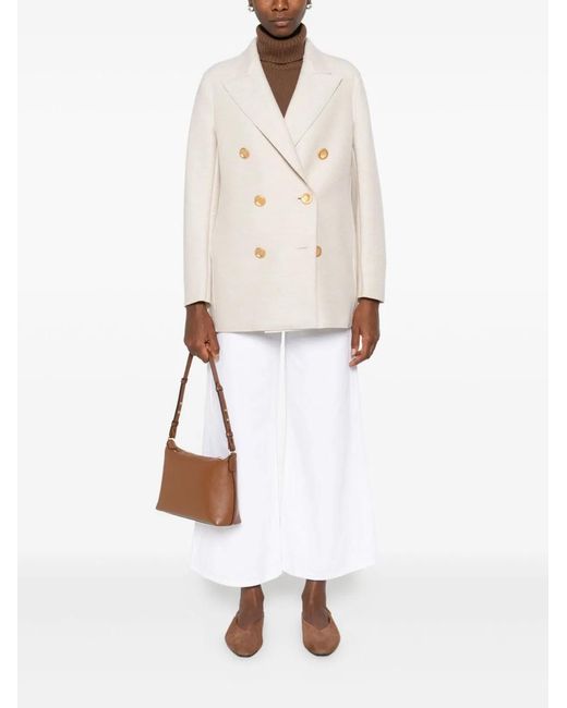 Harris Wharf London White Wool Double-Breasted Coat