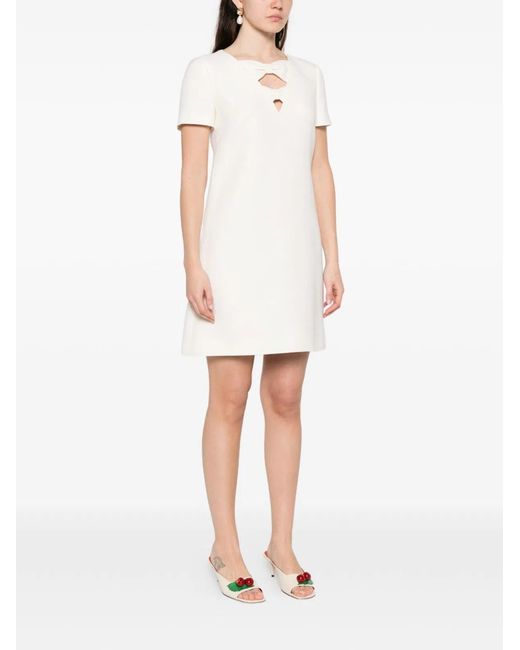 Valentino White Wool And Silk Blend Short Dress