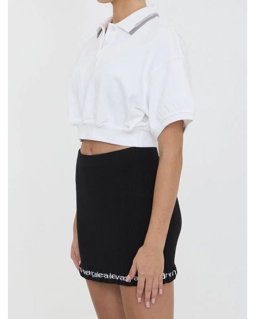 Alexander Wang White Cropped Cotton Polo Shirt